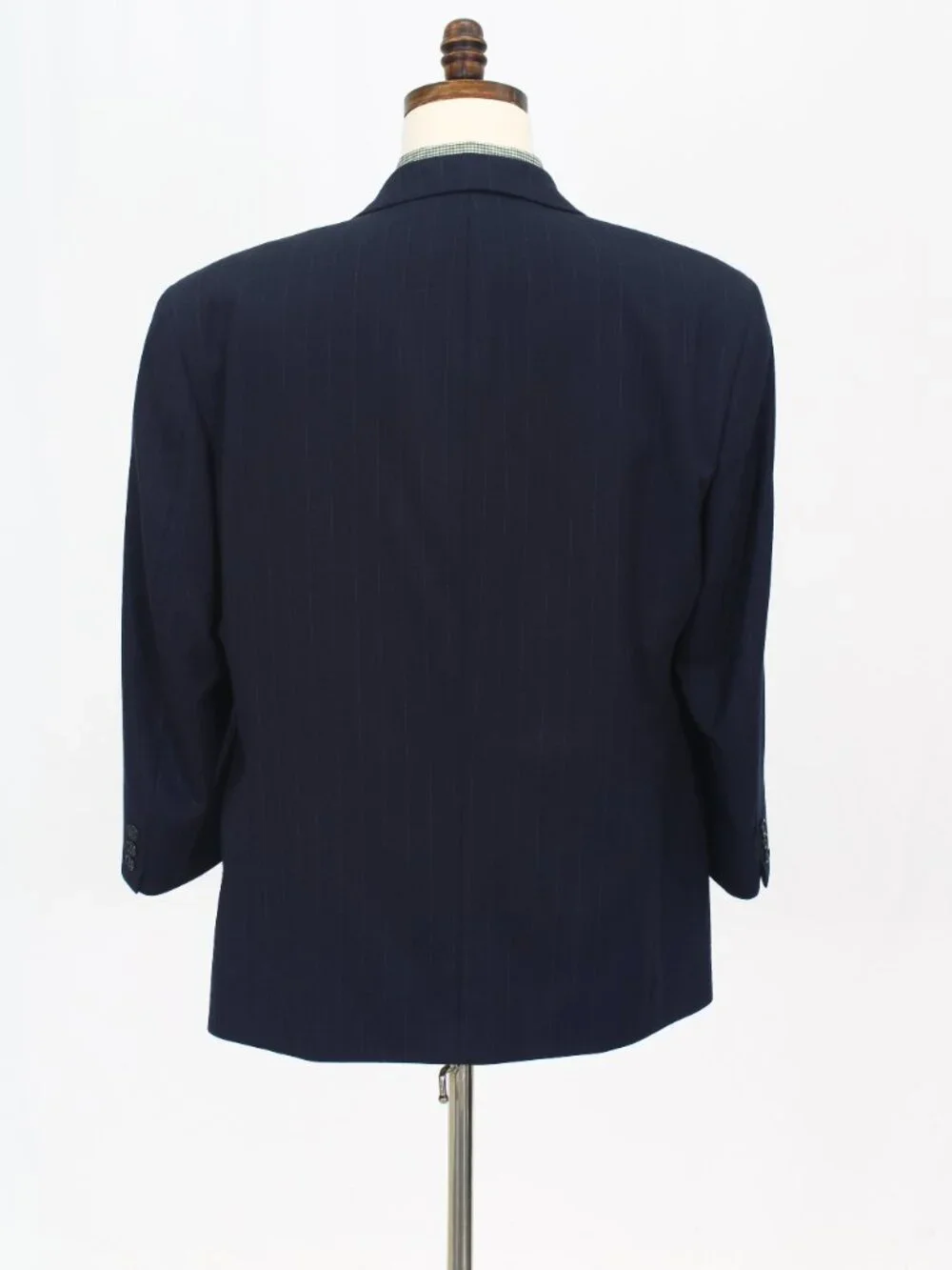 Giancarlo Pelle 42S 35x26 Navy 3-Piece Full Suit 3-Button Stripe R956